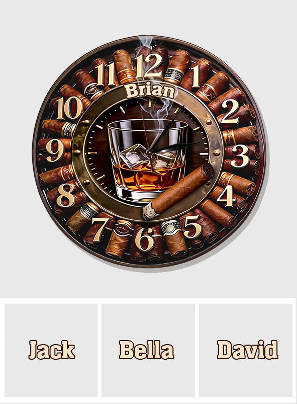 Whiskey And Cigar - Personalized Whisky LED Light Wall Clock