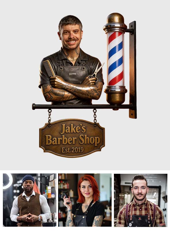 The Signature Hair Studio Sign - Personalized Hairdresser Wooden Wall Mount Sign