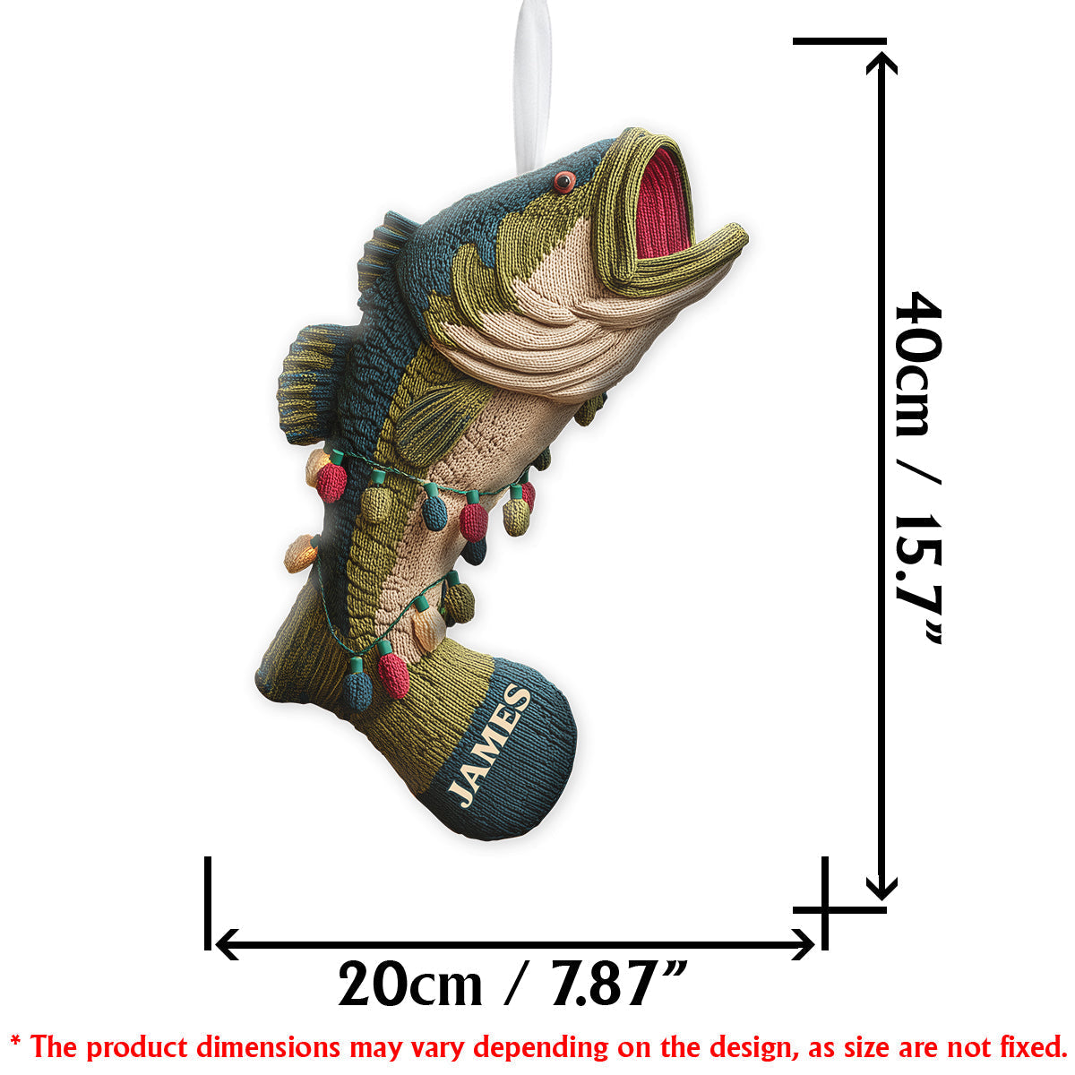 Love Fishing - Personalized Fishing Shaped Christmas Stocking