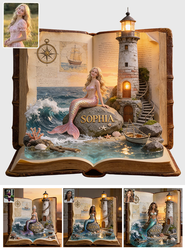 Mermaid Soul In The Book - Personalized Mermaid Custom Shaped Acrylic Plaque