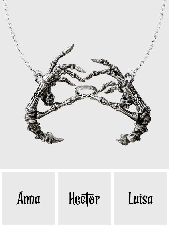 Till Death Do Us Part - Personalized Skull Custom Shaped Pendant Necklace
