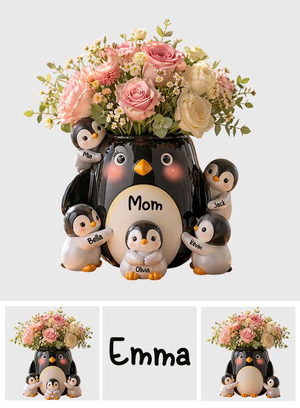 Mother Gift Idea, Penguin Lover - Personalized Penguin Lover Acrylic Pot