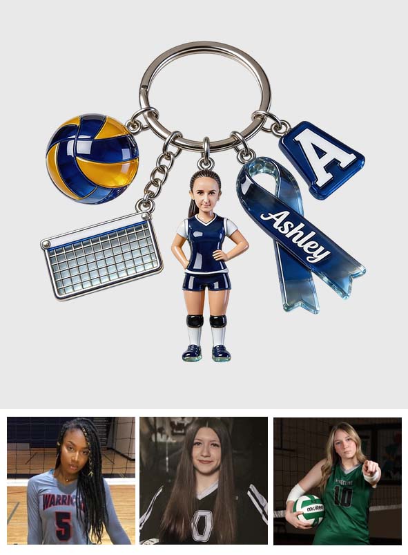 Volleyball Gift - Personalized Volleyball Premium Keychain With Charms