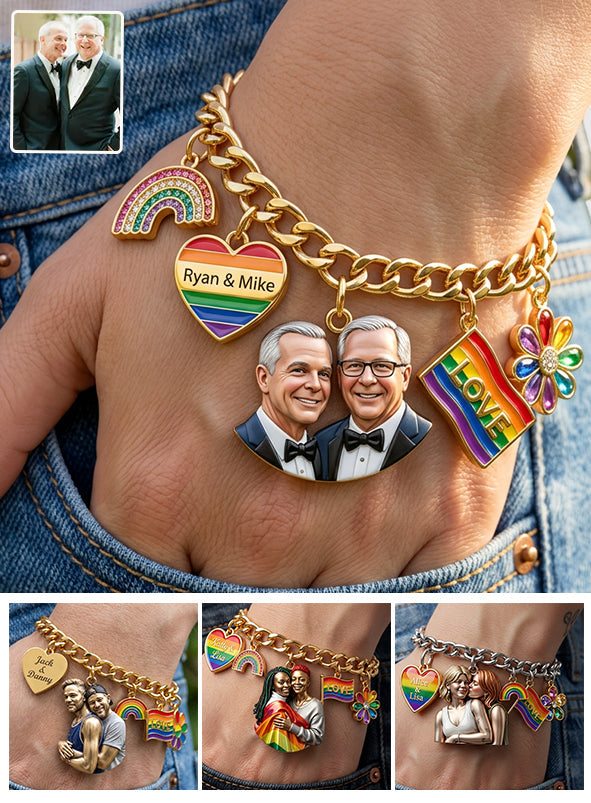 Love Is Love - Personalized LGBT Support Bracelet With Charms