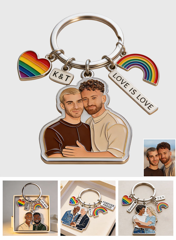 Love Wins - Personalized LGBT Support Premium Keychain With Charms