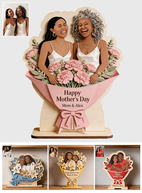 Mother’s Day Flower Bouquet Sign - Personalized Mother 2 Layered Big Freestanding