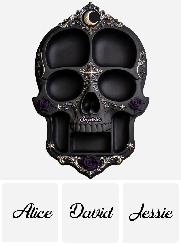 Scary Night - Personalized Skull Wood Tray