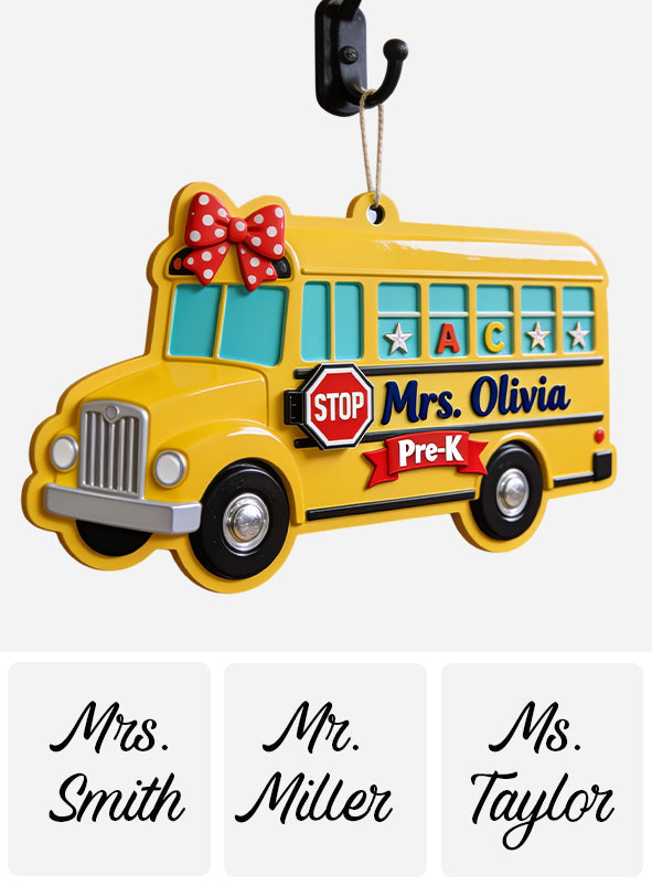 School Bus 3D Shaped Door Sign - Personalized Teacher Custom Shaped Wood Sign