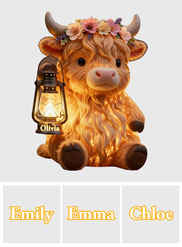 Love Highland Cow - Personalized Highland Cow Solar Acrylic Light