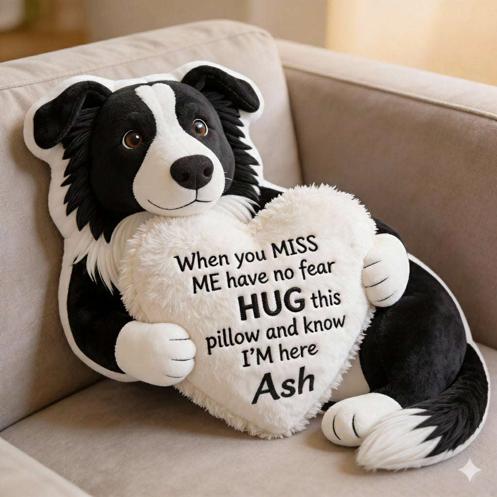 Personalized French Bulldog Plush Pillow – Custom Name FreBull Dog Stuffed Animal, Heart Hug Cushion Gift for Kids, Couples, Comfort & Memorial