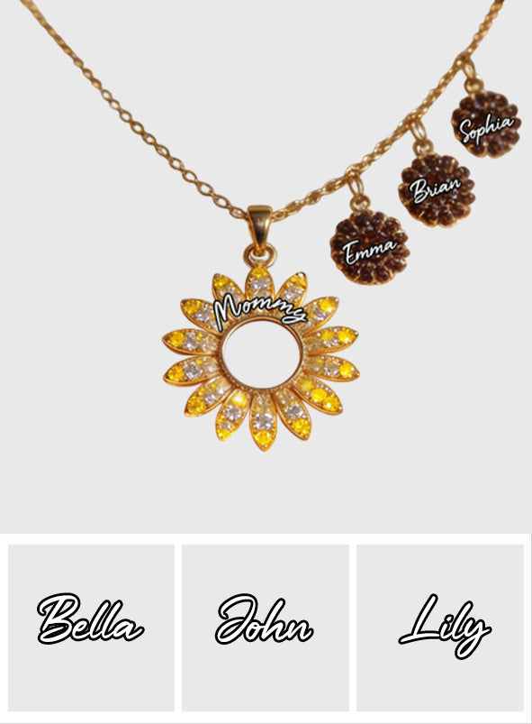 To My Mom Sunflower - Personalized Mother Metal Necklaces With Pendants