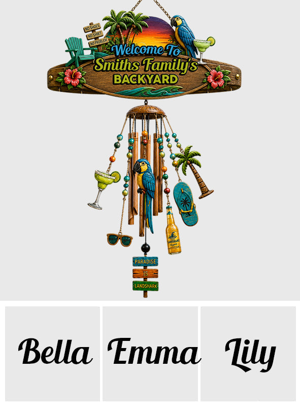 Welcome To Our Bar - Personalized Backyard Wind Chime With Charms