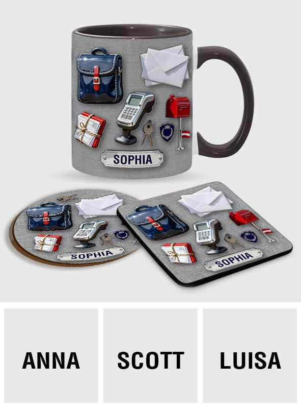 World Okayest Postal Worker - Personalized Postal Worker Accent Mug & Coaster