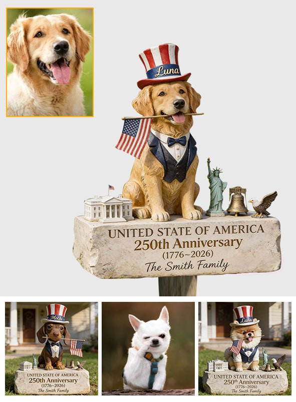 Pet Celebrate USA 250th Birthday - Personalized Dog Acrylic Garden Sign/ Acrylic Plaque Sign