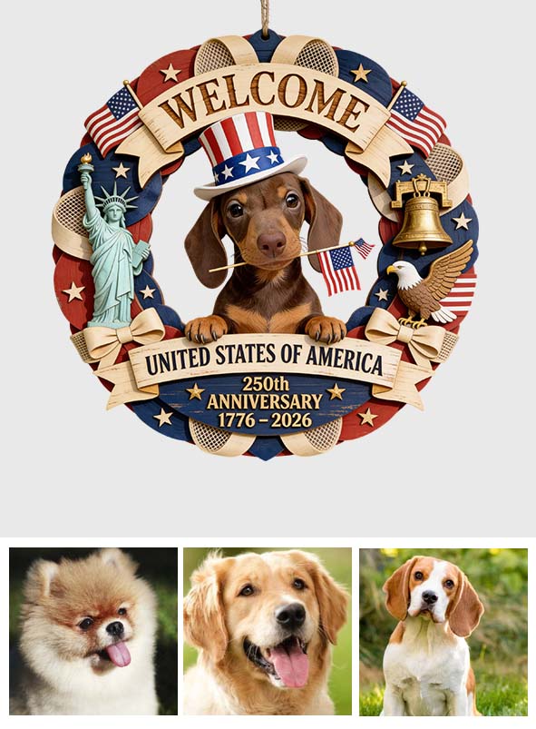 Pet Celebrate USA 250th Anniversary - Personalized Dog Custom Shaped Wood Sign