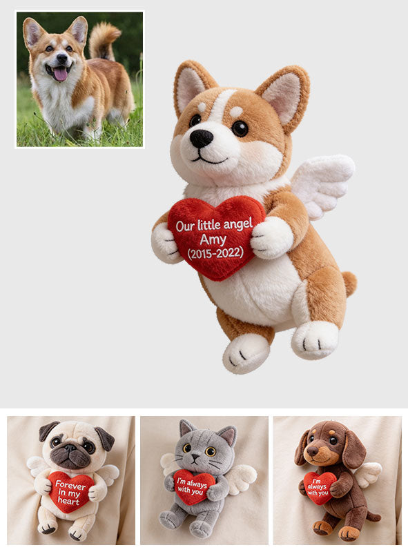 Memorial Gift, Pet Memorial Gift - Personalized Dog Plush Brooch