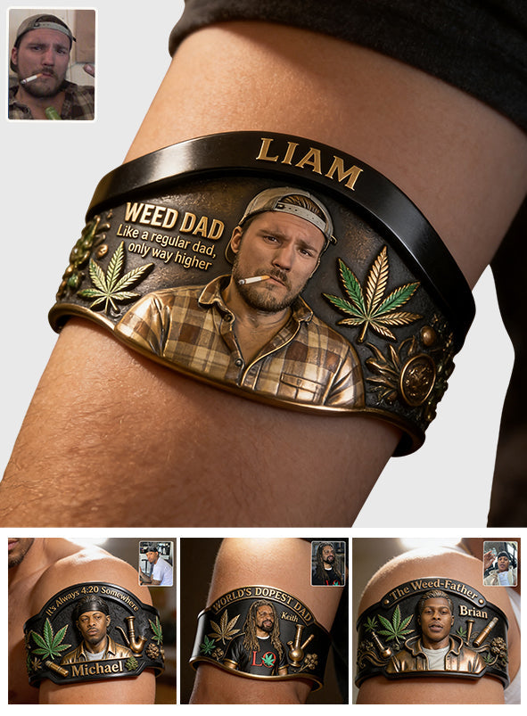 World's Dopest Dad - Personalized Weed Shaped Cuff Bracelet