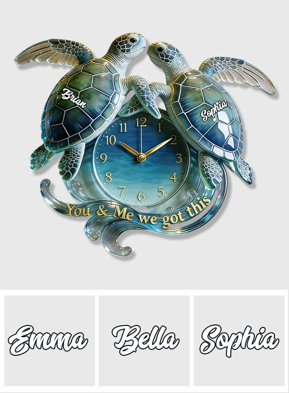 You & Me We Got This - Personalized Turtle Acrylic Wall Clock