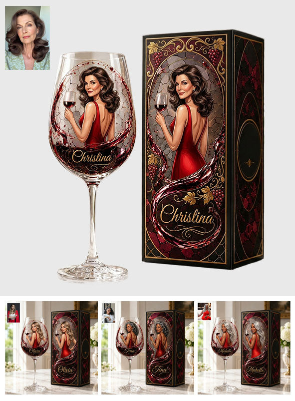 Love Wine Gift For Her - Personalized Wine Long Stem Wine Glass With Box