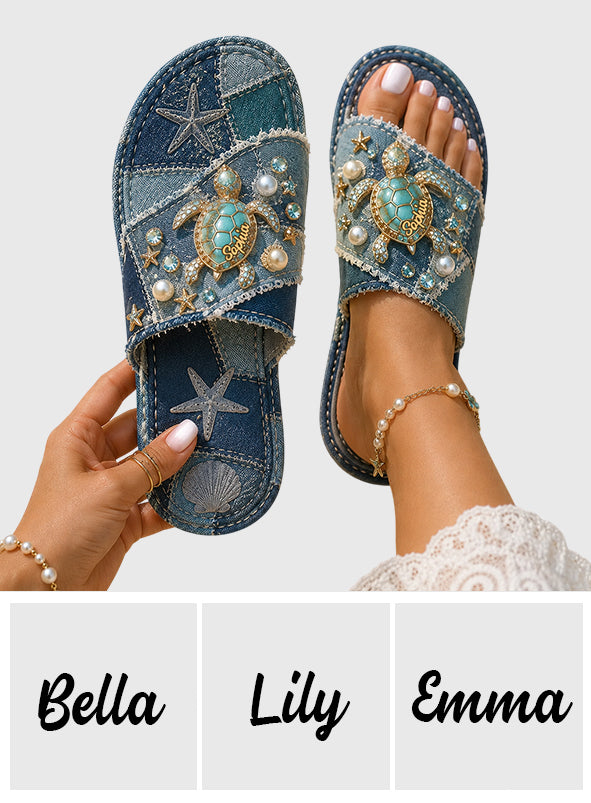 Love Turtle Summer Gift - Personalized Turtle Open Toe Sandals