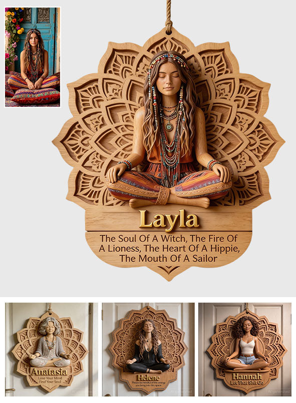 Soul Mandala Meditation - Personalized Hippie Custom Shaped Wood Sign
