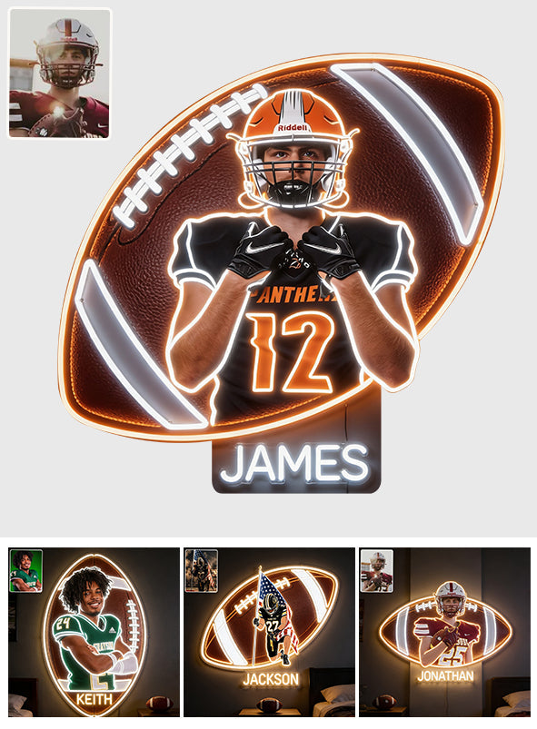 Room Decor For Football Player - Personalized Football LED Light Acrylic Sign