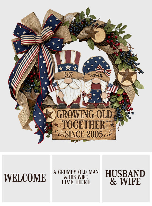 Patriotic Gnome Couple - Personalized Couple Custom Shaped Wood Sign