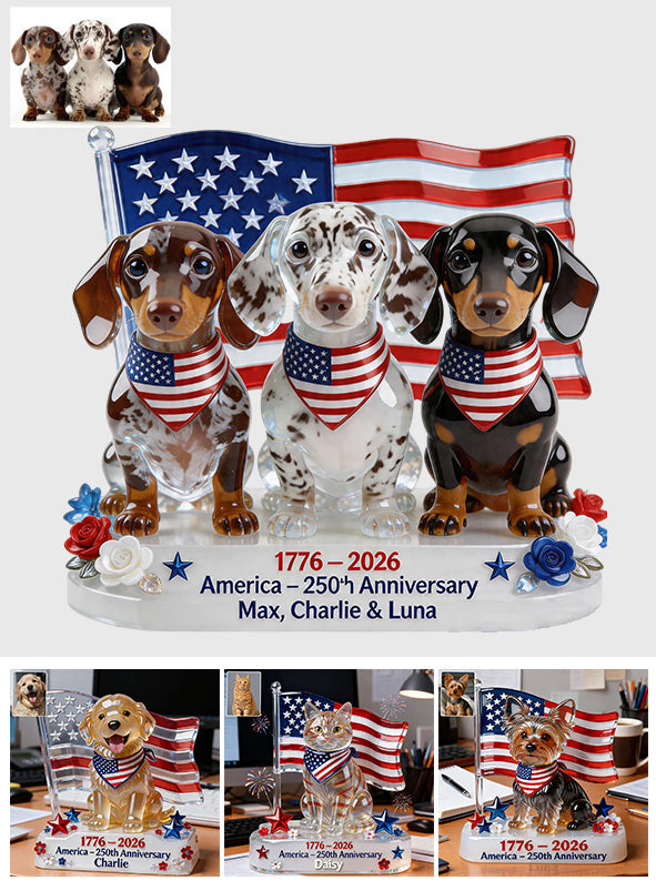 USA 250th Anniversary - Personalized Dog Custom Shaped Acrylic Plaque