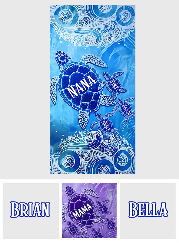 Sea Turtle Beach - Personalized Grandma Quick-dry Beach Towel/ Bath Towel