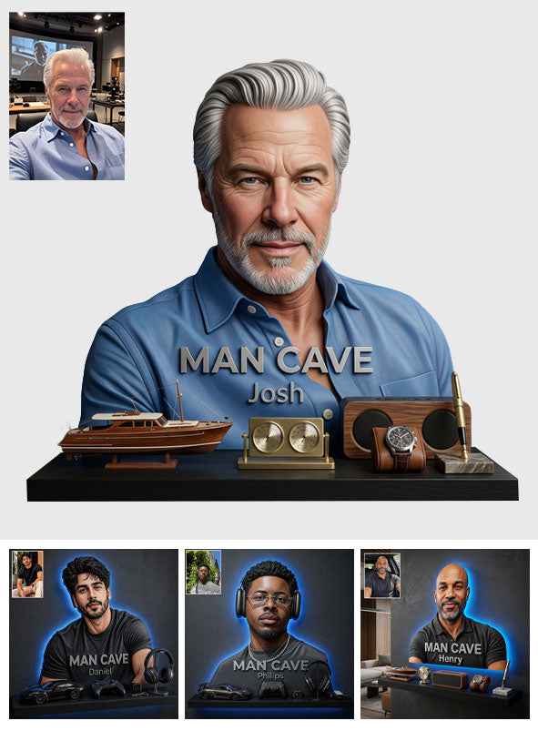 Man Cave - Personalized Real Men Wooden Floating Shelf