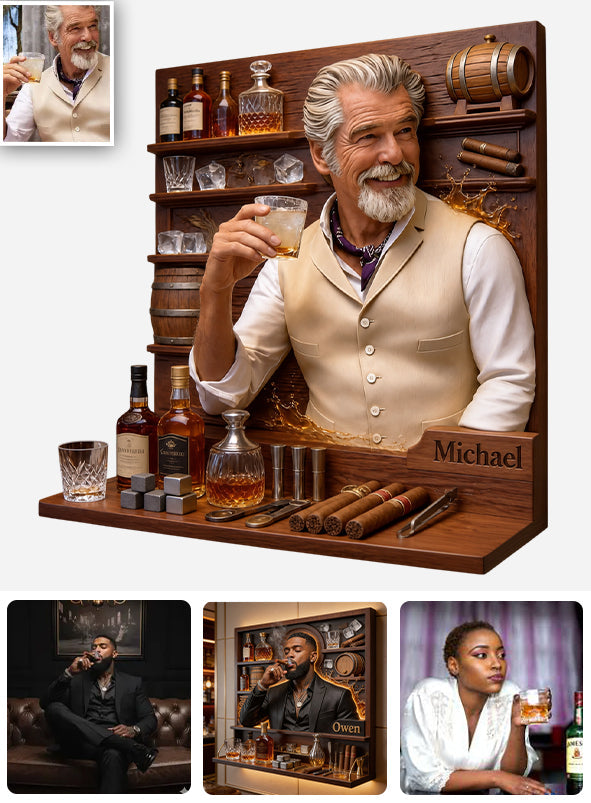 Whiskey Room Decor - Personalized Whisky Wooden Floating Shelf