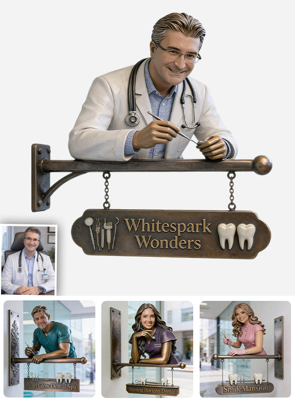My Dental Clinic - Personalized Dentist Wooden Wall Mount Sign