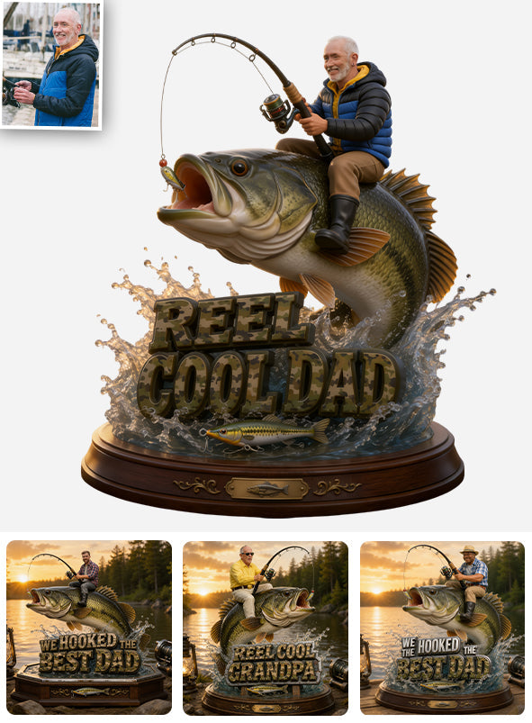 Reel Cool Dad, Fishing Dad Gift - Personalized Fishing Custom Shaped Acrylic Plaque