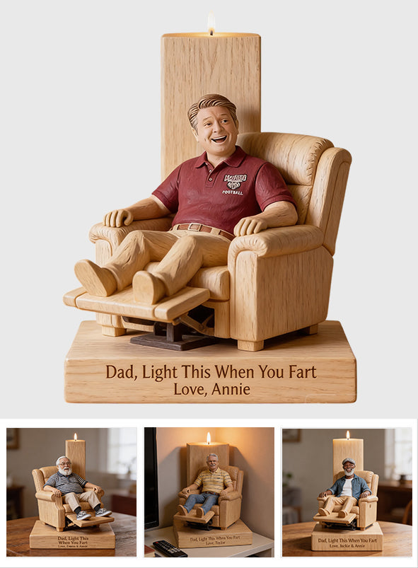 Perfect Father's Day Gift - Personalized Father Custom Shape Wooden Candle Holder