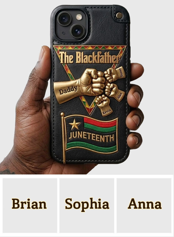 The Blackfather - Personalized Father 3D Embossed Leather Phone Case