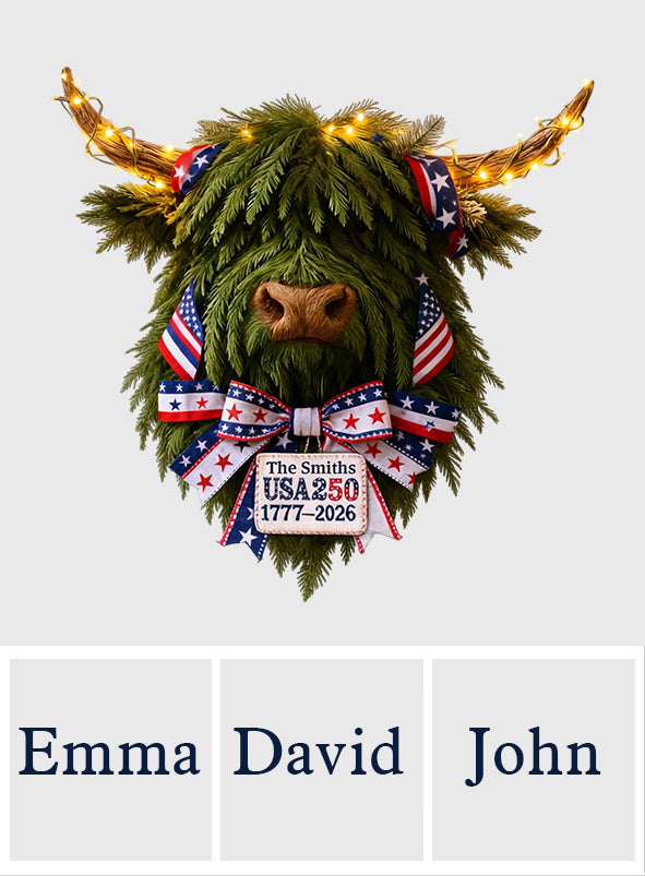 USA 250 Celebration - Personalized Highland Cow LED Light Acrylic Sign