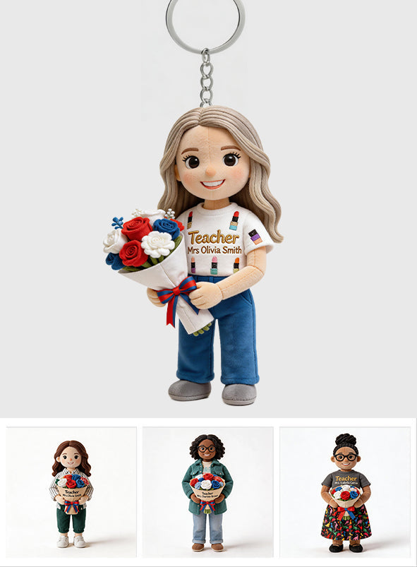 Teaching Is a Work Of Heart - Personalized Teacher Plush Keychain