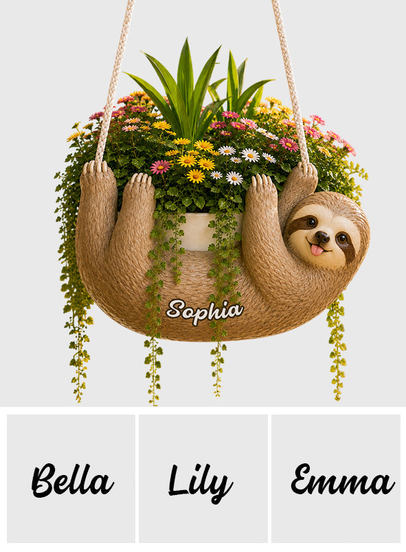 Sloth Lovers Gift Idea - Personalized Sloth Hanging Pot