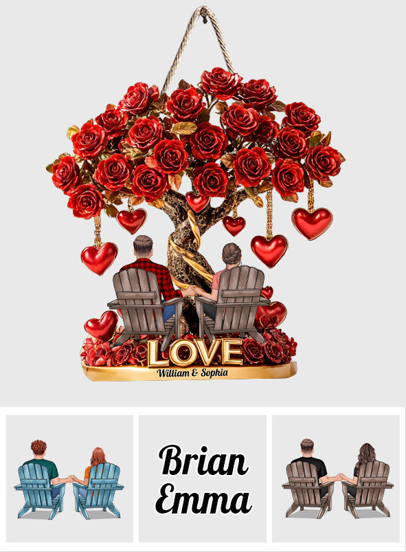 Tree of Love - Personalized Couple Custom Shaped Wood Sign