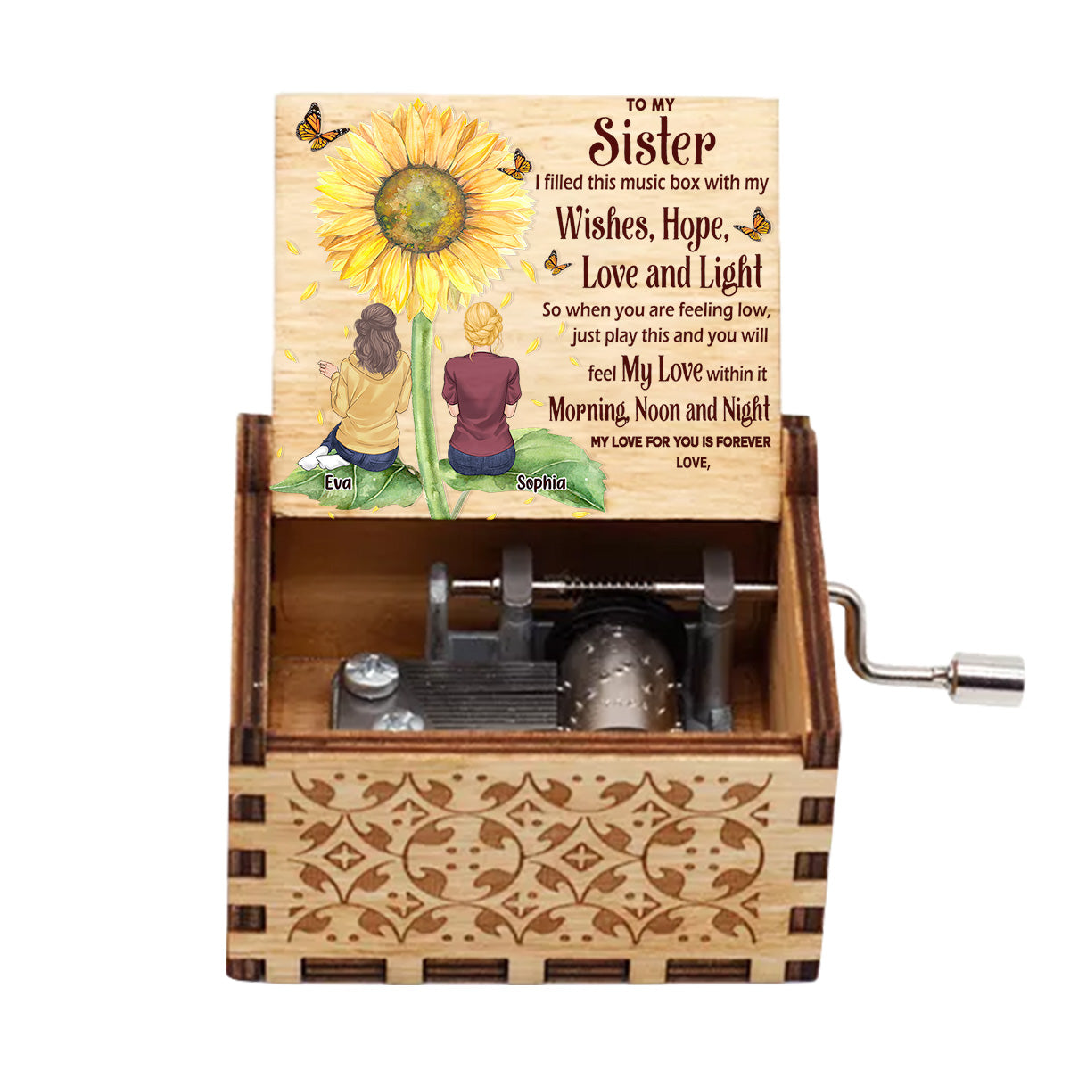 To My Daughter Granddaughter - Gift for grandma, mom, daughter, granddaughter, sister - Personalized Hand Crank Music Box