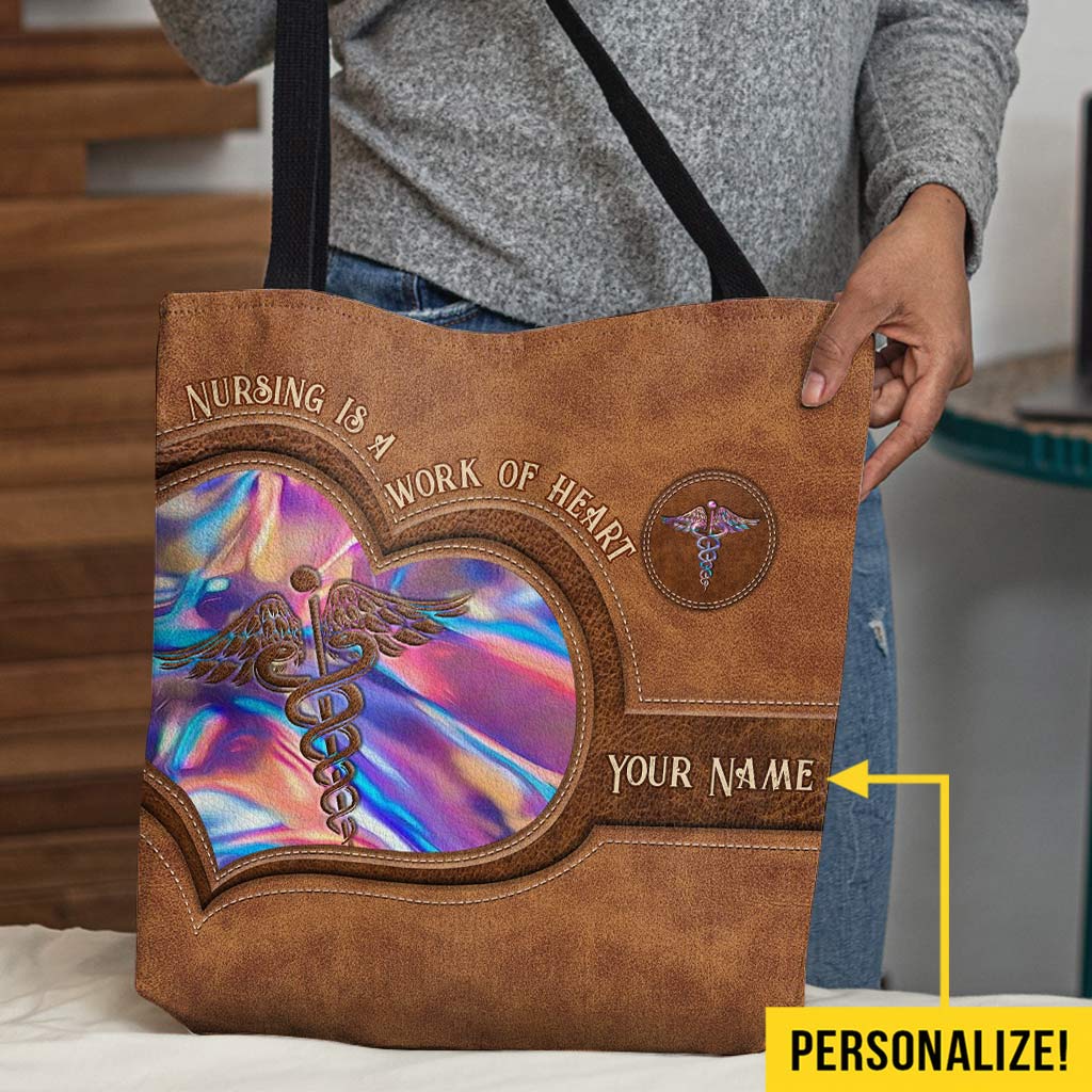 Nursing Is A Work Of Heart Personalized Tote Bag