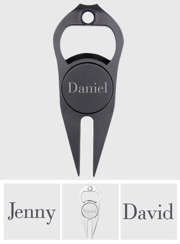 Name Ball Marker Multipurpose Bottle Opener - Golf gift for dad, him, boyfriend, husband, grandpa - Personalized Golf Fork Ball Marker