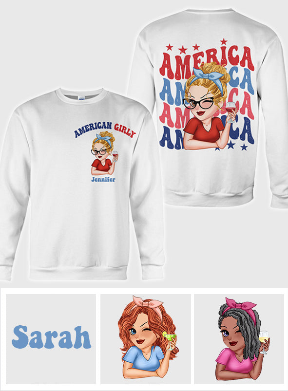 American Girly - Personalized Independence Day/ 4th of July All Over Shirt