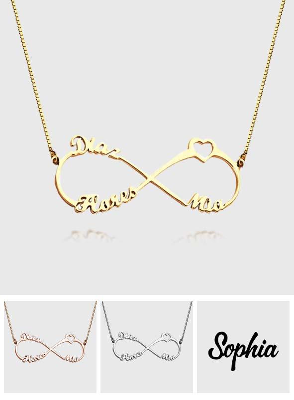 Personalized Three Names Infinity Necklace