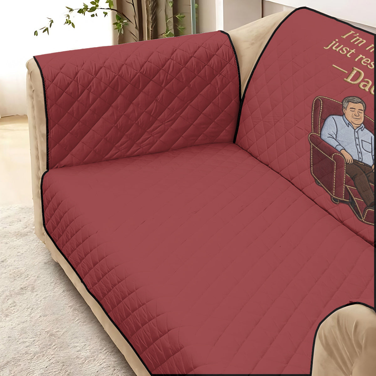 Just Resting My Eyes - Personalized Father Quilted Sofa/Couch Cover