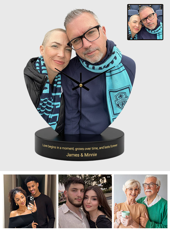 Gift For Husband, Boyfriend, Lover - Personalized Couple Desk Clock Plaque