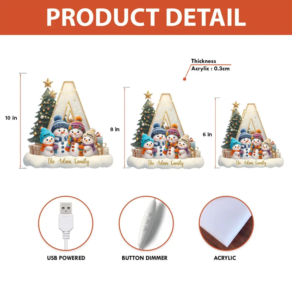Snowman Family Acrylic Light Box โ Heartwarming Holiday Decor, Perfect Gift for Grandparents & Family