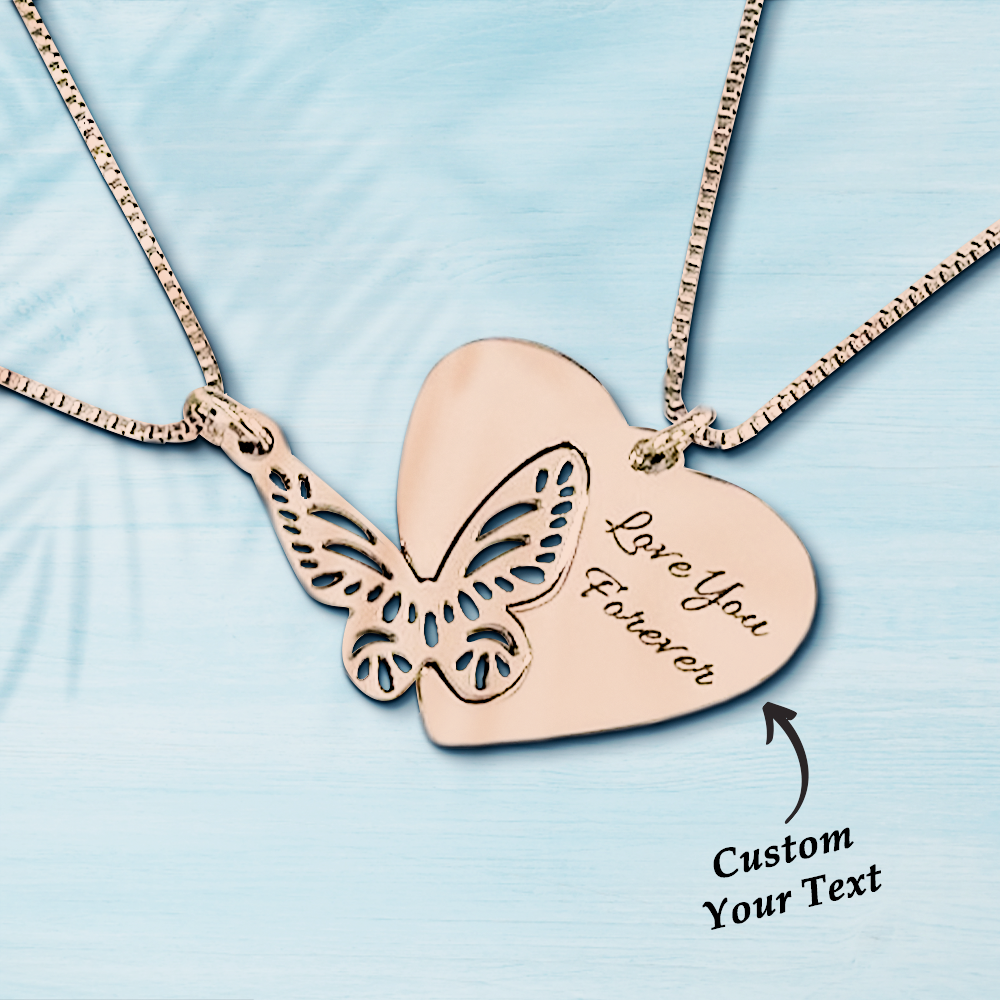 Butterfly Matching Couple - Personalized Couple Matching Necklace