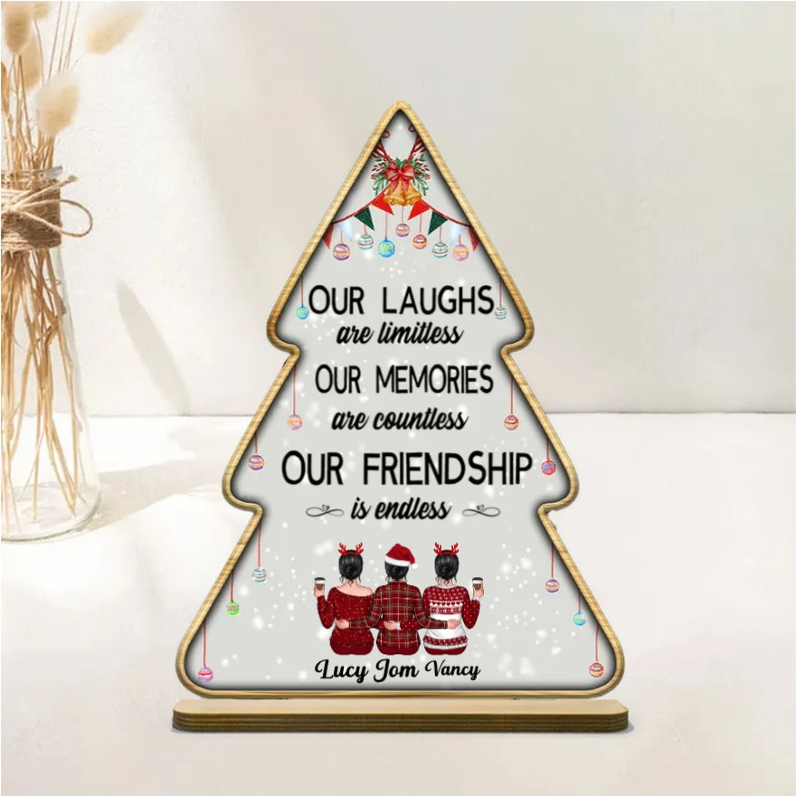 Besties - Our Laughs Are Limitless Our Memories Are Countless Our Friendship Is Endless - Personalized Plaque, Ornament, Beauty Tools, Jewelry, Cup - Perfect Friendship Gift