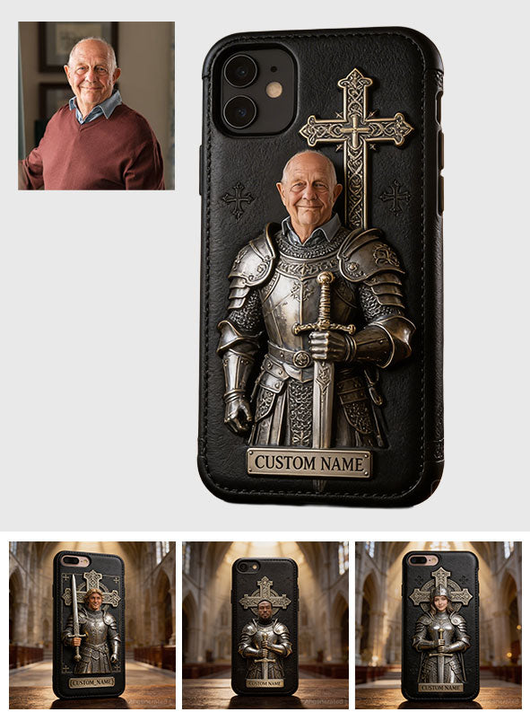 Knight Of God - Personalized Christian Leather Phone Case